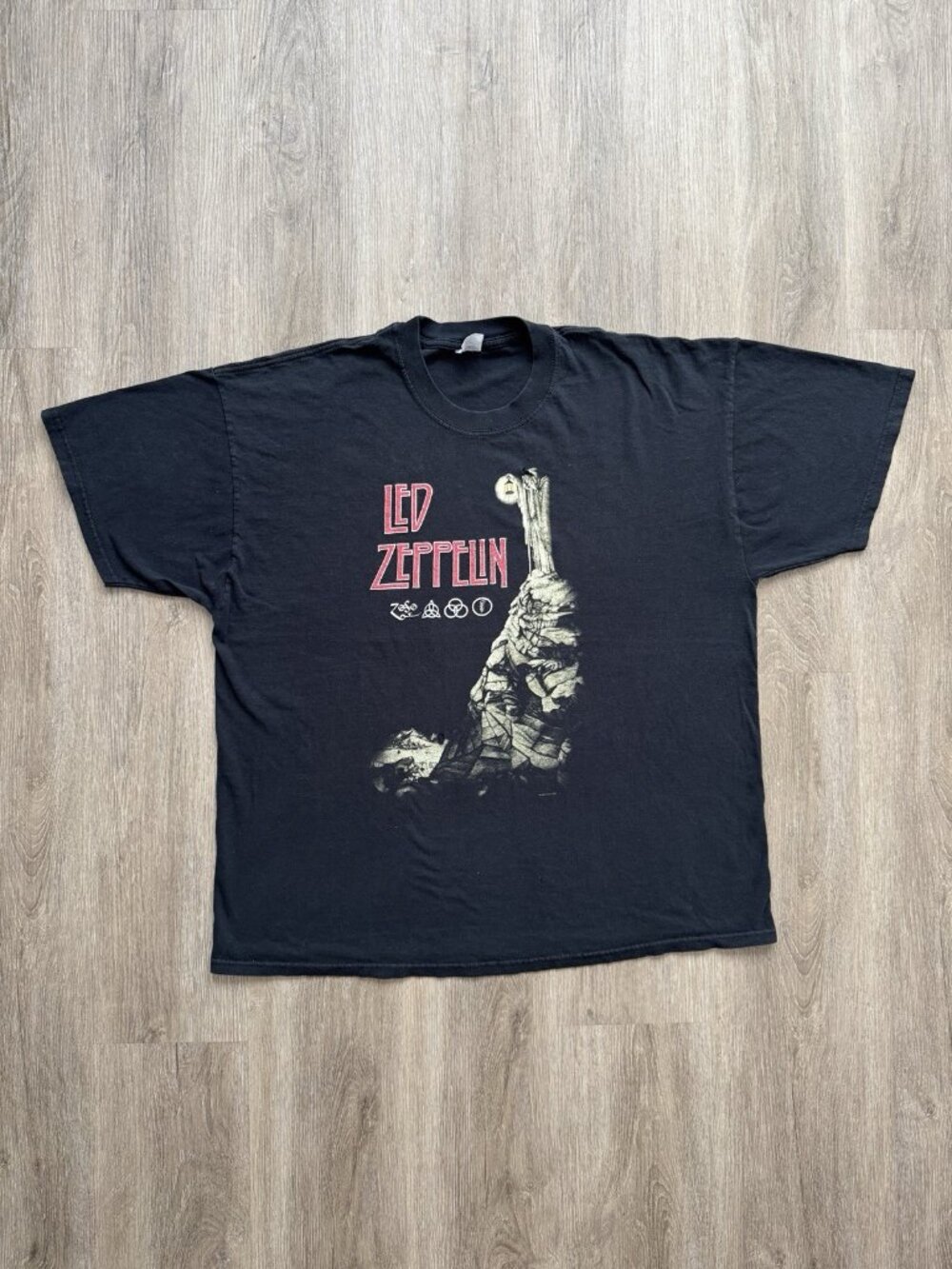 Rare Vintage Y2K Led Zeppelin Band Tee Sun Fade Album Tour Concert Promo 2XL Art